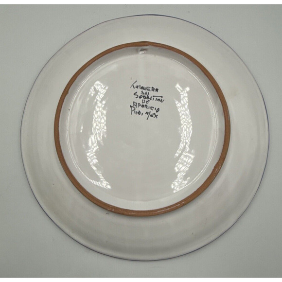 Talavera San Sebastian de Aparicio Handmade Blue Yellow‎ Floral Plate Mexico - Picture 7 of 7